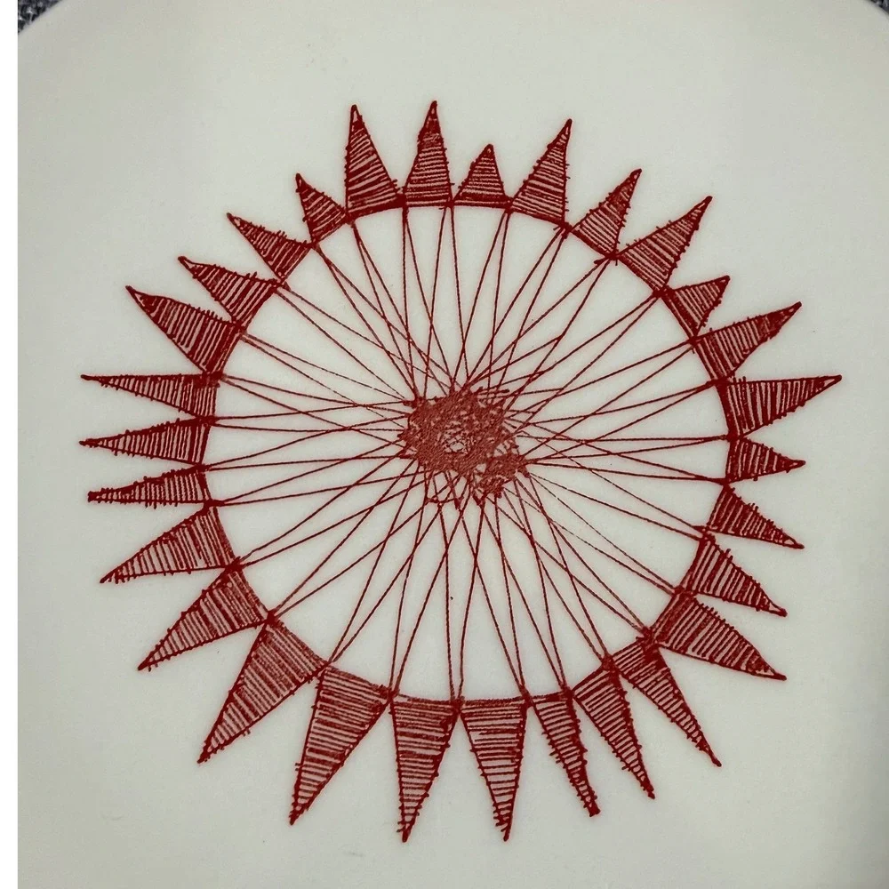 Crate & Barrel Appetizer Dessert Plate Red Ornament Geometric Great Britain 7
